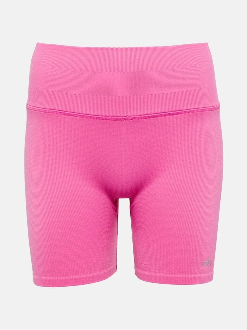ALO Seamless Rib Bike Shorts In Paradise Pink - Picture 4 of 7